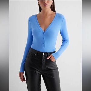 Express Blue Fitted Bodysuit small